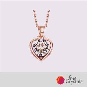 Колие Сърчице Розе с бял кристал