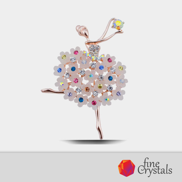 Брошка Ballerina с многоцветни цирконии