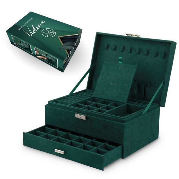 Луксозна Кутия за бижута - Зелен цвят PD119