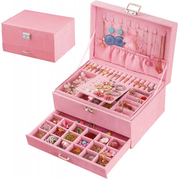 Луксозна Кутия за бижута - Розов цвят PD119R