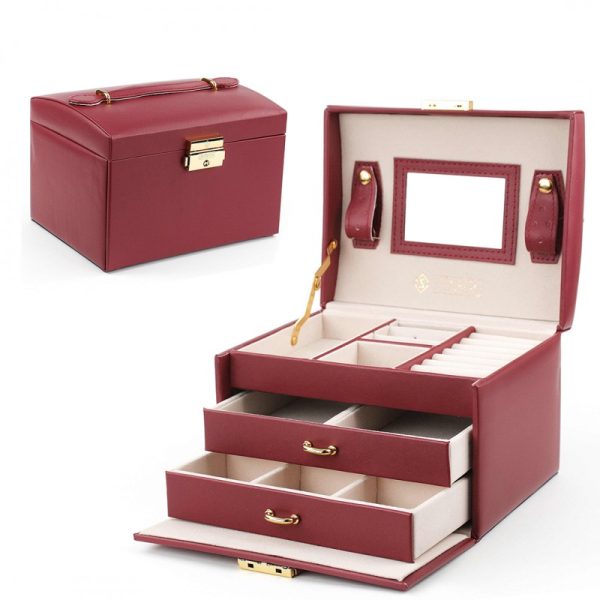 Луксозна Кутия за бижута - Бордо цвят PD49BOR